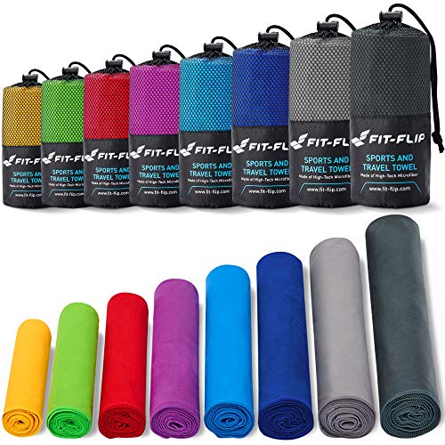 Microvezel handdoeken - compact, ultralicht & sneldrogend - Microvezel handdoek - de perfecte sporthanddoek, strandlaken en reishanddoek (30x50cm - 1 stuk (zonder tas), Roze)