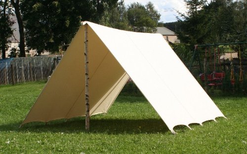 Reenactment tarp, tentzeil, tentzeil, vliegzeil, zonnezeil, middeleeuwse tent, frame, 2 x 3 m