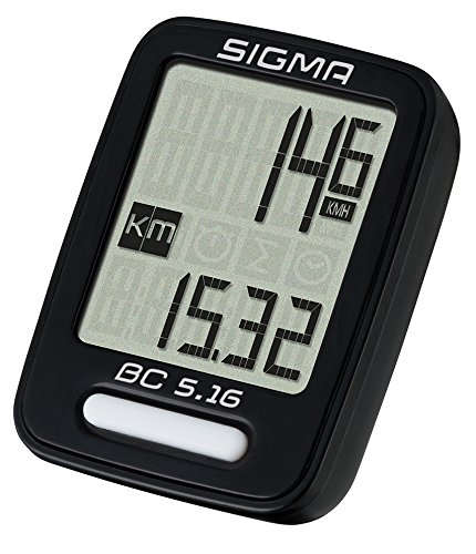 Sigma BC 5.16 fietscomputer met draad Unisex volwassene, zwart, 3,5x7,8x11.3