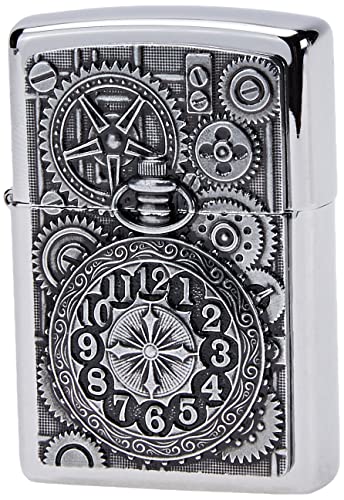 Zippo Stormaansteker Zakhorloge en tandwielen embleem, Zilver