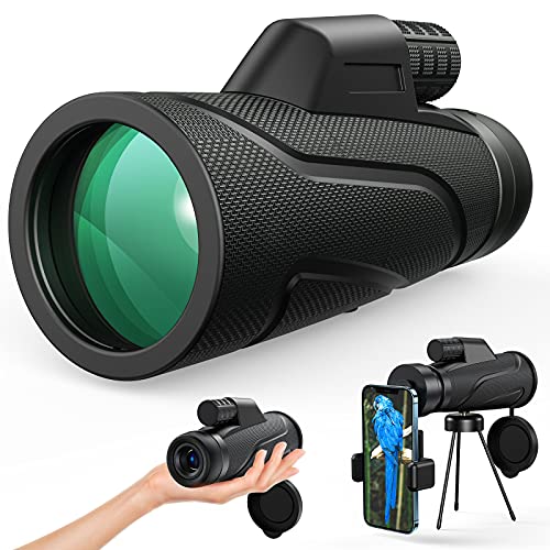 Gafild Monoculaire, 12x50 Hd Monoculaire Telescoop Waterdichte Mistwerende Shockproof Monoculaire met Telefoon Adapter Statief voor Vogelkijken Jacht Camping Wandelen Camping
