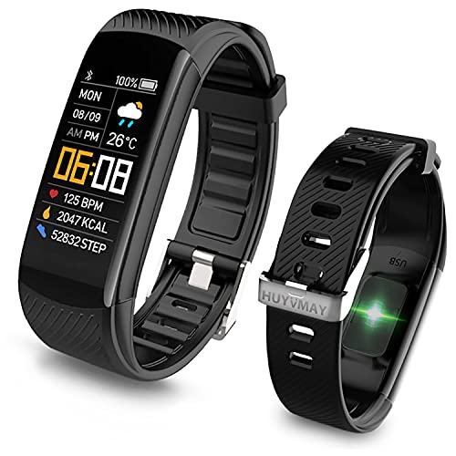HUYVMAY Fitness tracker smartwatch, waterdicht activity tracker horloge voor dames en heren, fit armband met hartslagmeter, stappenteller, fitness horloge met slaapmonitor, oproep- en berichtmelding