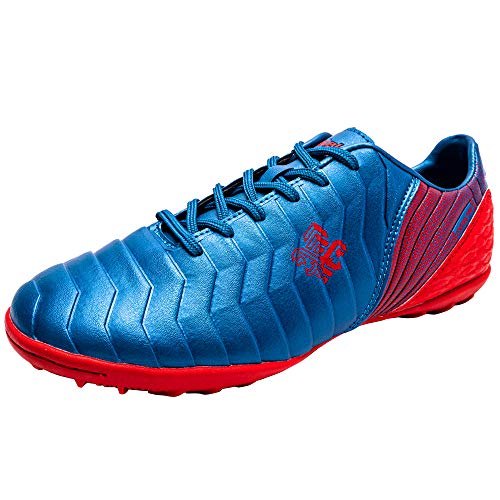 Voetbalschoenen Kinderen TF Jongens Meisjes Football Training Schoenen Low Top Soccer Schoenen voor Unisex Kids Blauw rood 38 EU