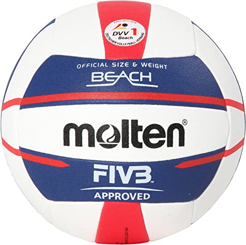 Molten Europe Ball-V5B5000-DE Beachvolleybal, wit/blauw/rood, 5