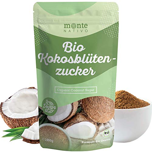 Biologische kokosbloesem suiker Monte Nativo 1kg (1000g) - Ongeraffineerd - Voedzaam suiker alternatief - Premium kokos suiker - Van gecontroleerde biologische teelt - Veganistisch - Vrij van toevoegingsmiddelen