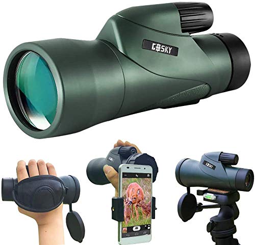 Gosky 12x55 High Definition Monoculaire telescoop en snelle smartphonehouder - Nieuwste waterdichte monoculaire BA4 prisma voor wilde dieren vogelobservatie jacht camping reizen wilddieren geheim