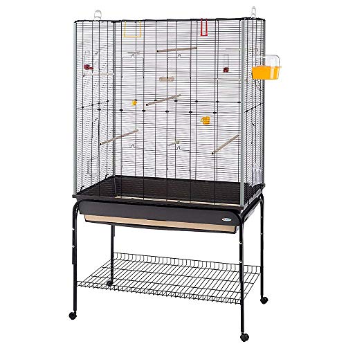 Ferplast 52066817 PLANETA, grote kooi, geschikt voor kanaries, grasparkieten en exotische vogels. Incl. een plank wieltjes het opbergen van voorwerpen 97 x 58 173,5 cm