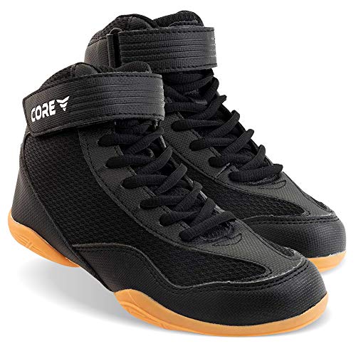 Core Worstelschoenen voor heren, dames en kinderen, antislip vechtsportschoenen, robuuste trainingsschoenen, crossfit en gewichtheffen, vechtsportschoenen met Scandinavisch design, zwart, 39 EU