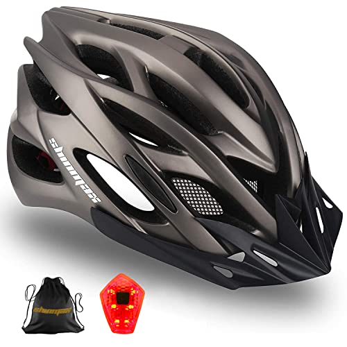 Shinmax Fietshelm, CE-certificaten, Specialized Fietshelm met Veiligheidslicht Integraal Fietshelm Volwassen Fietshelm met Verwijderbaar Vizier en Voering.