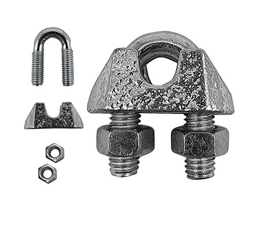 DOJA Industrieel | KABELKLEM M6 | Set van 15 | Stalen Kabelband | GEGALVANISEERD STAAL | Heavy Duty | Cable Clip voor Staaldraad | Stalen Kabel Klemmen grotere Duurzaamheid voor Kleding Droogrek