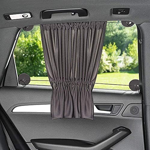 Zamboo Zonnescherm Auto Universeel - Autoruit Zonwering met Gordijnfunctie - UV-bescherming, Hittebescherming en Verduistering - XXL 68x 50cm - ook voor Grote Zijruiten - Grijs