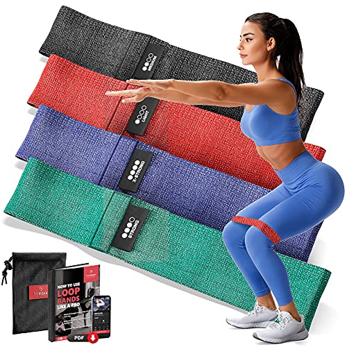Resistance Band Fitnessbanden Rubber / Stof Set - Weerstandsbanden + Trainingshandleiding | Booty Loop Gymnastiekband Fitness Tube | Trainingsband Sportband Elastisch Krachttraining Profs Beginners